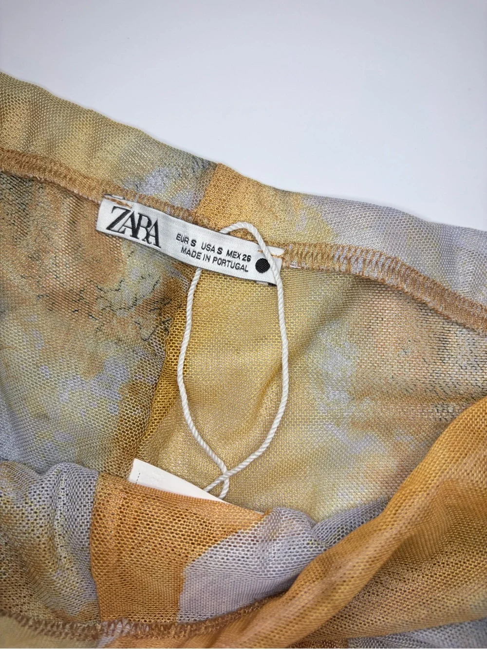 Zara Y2K Ruched Mesh Abstract Print Micro Shorts Beach Cover Up